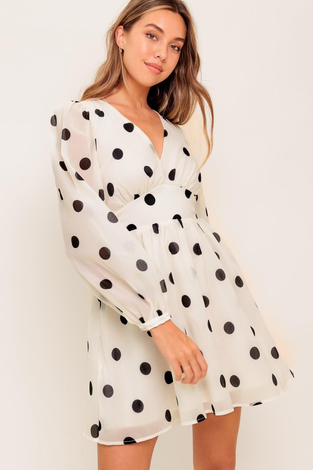 MONROE DOT CHIFFON MINI DRESS