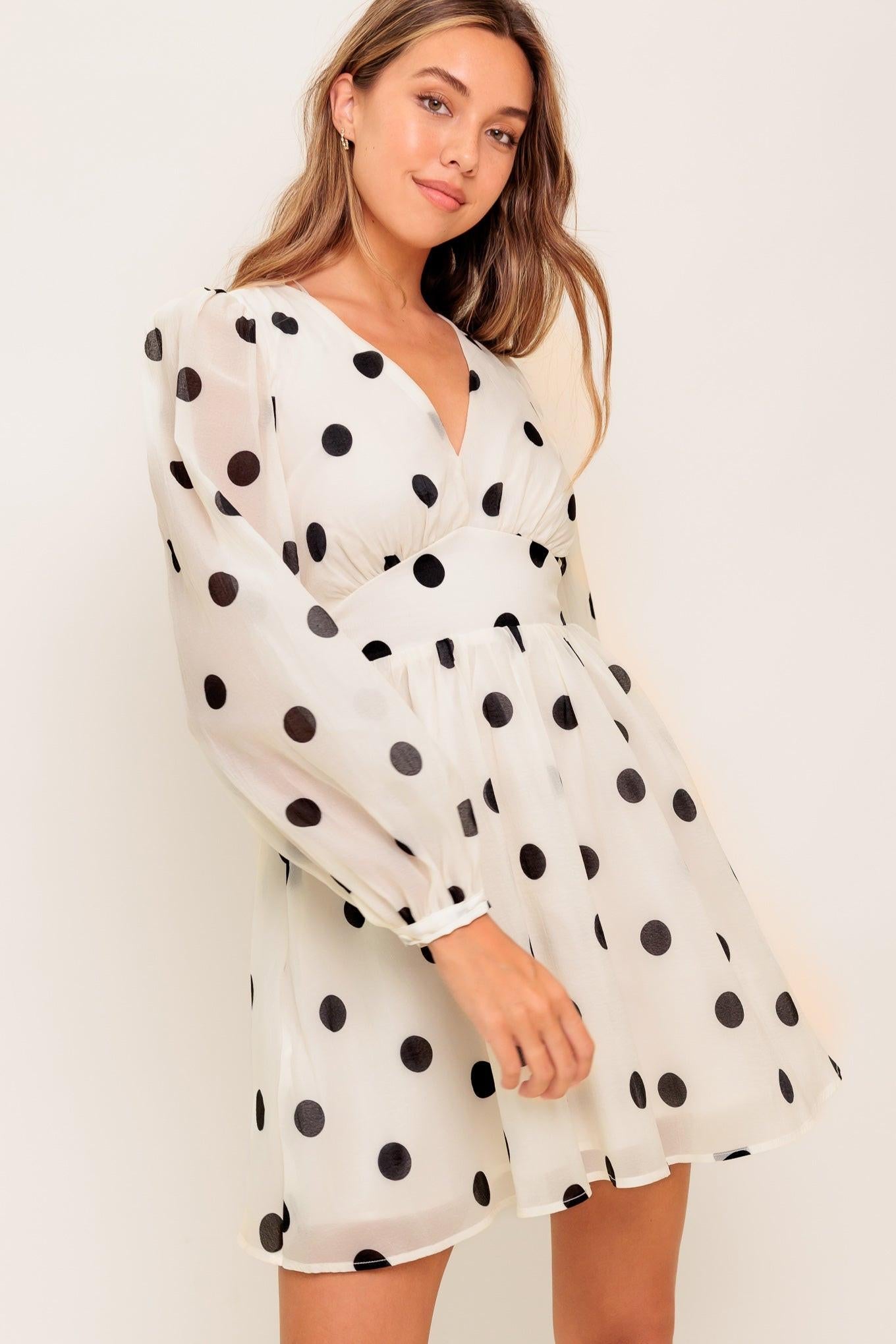 MONROE DOT CHIFFON MINI DRESS