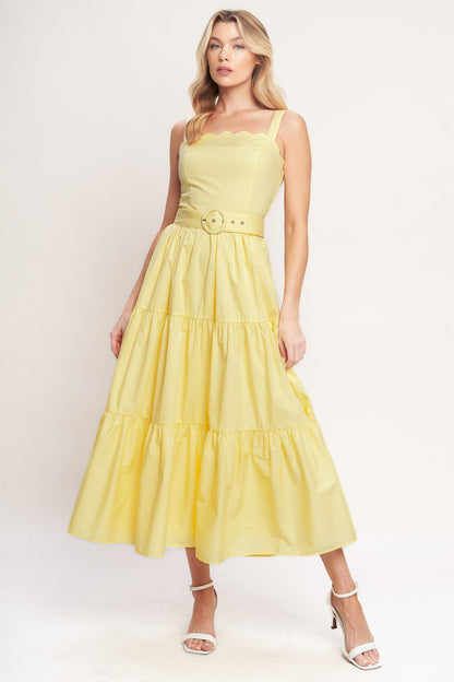 SUNSHINE SERENADE WOVEN MIDI DRESS