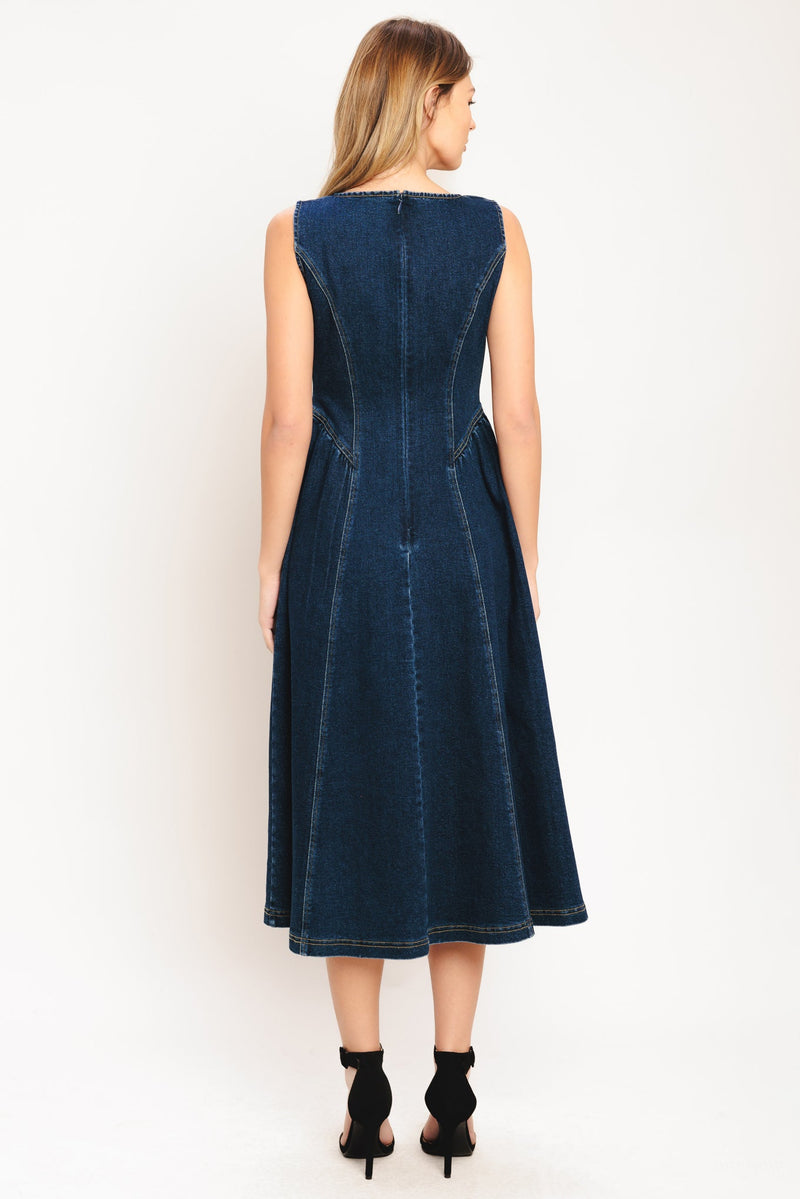 EFFORTLESS POLISH DENIM MIDI DRESS