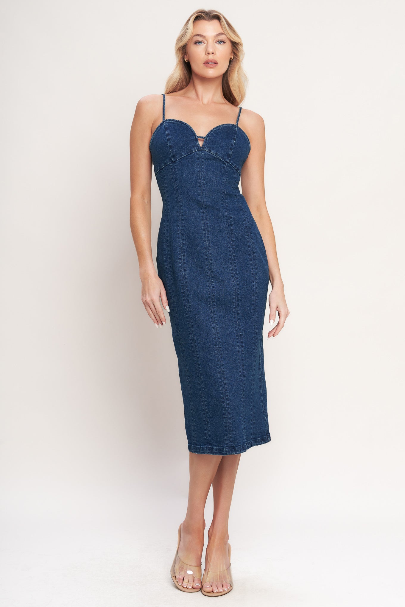 CITY LIGHTS DENIM MIDI DRESS