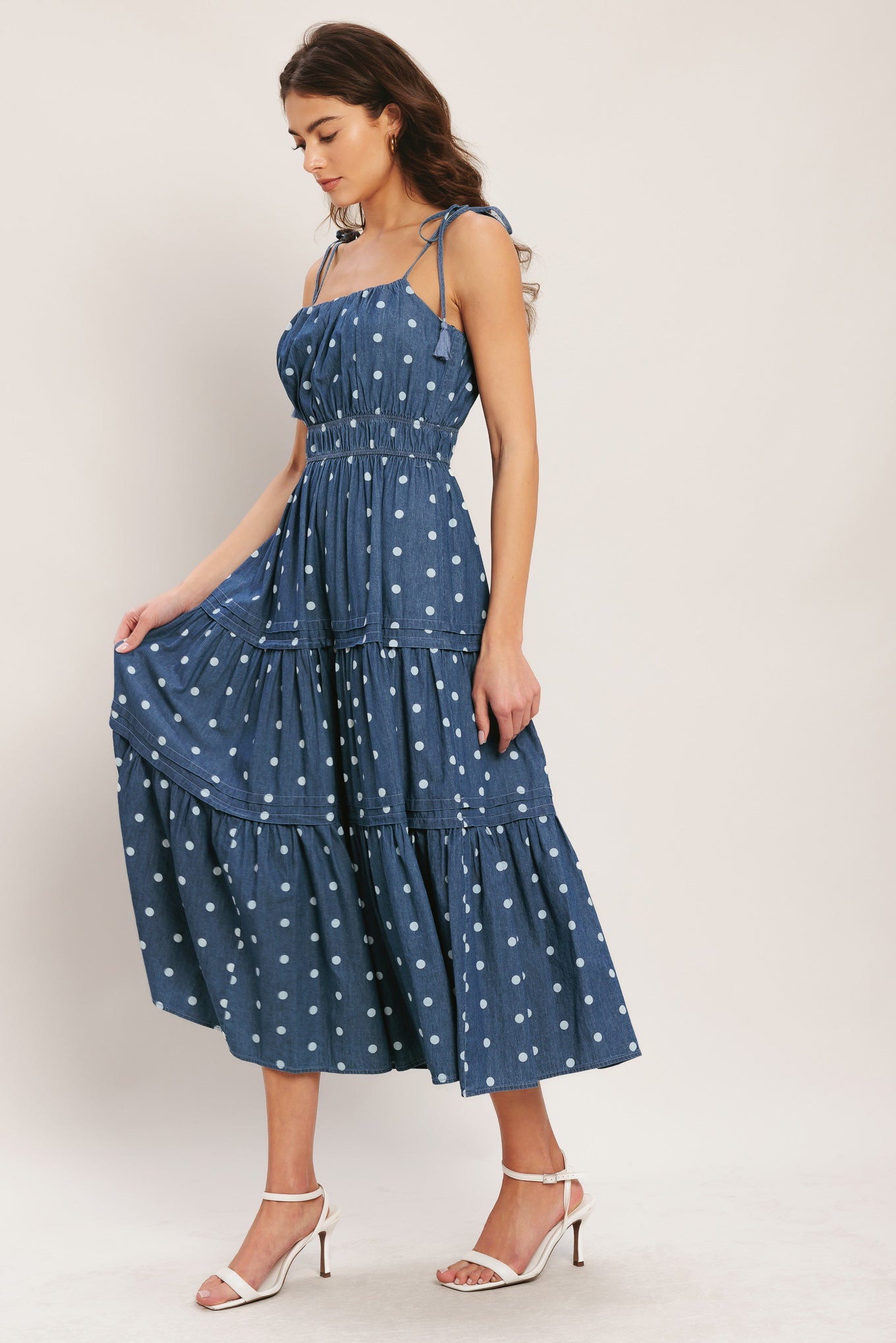 Nautical Dot Denim Midi Dress | Sol-Mere Collective Nautical Dot Denim Midi Dress | Sol-Mere Collective