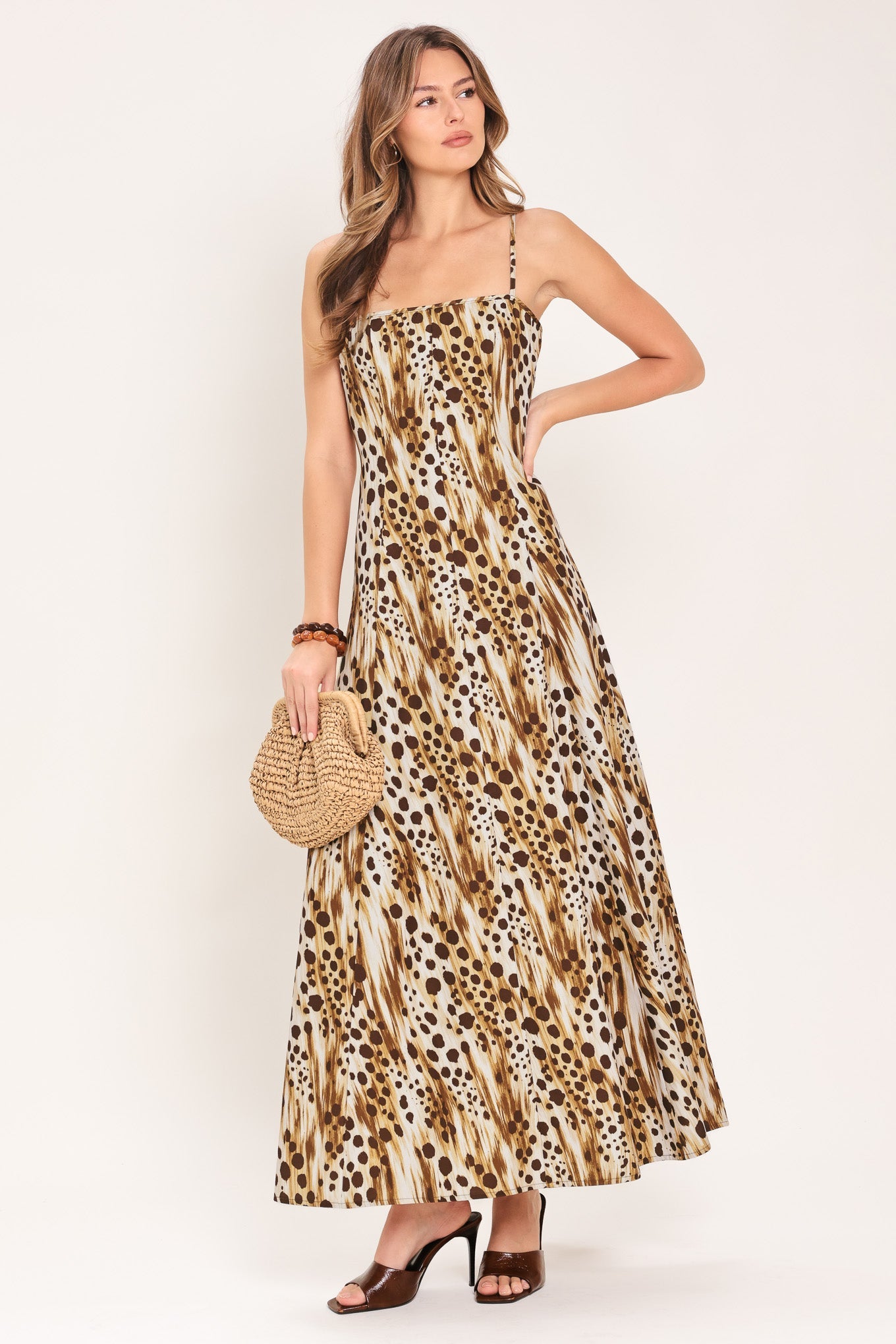 CHEETAH TRAIL WOVEN MAXI DRESS