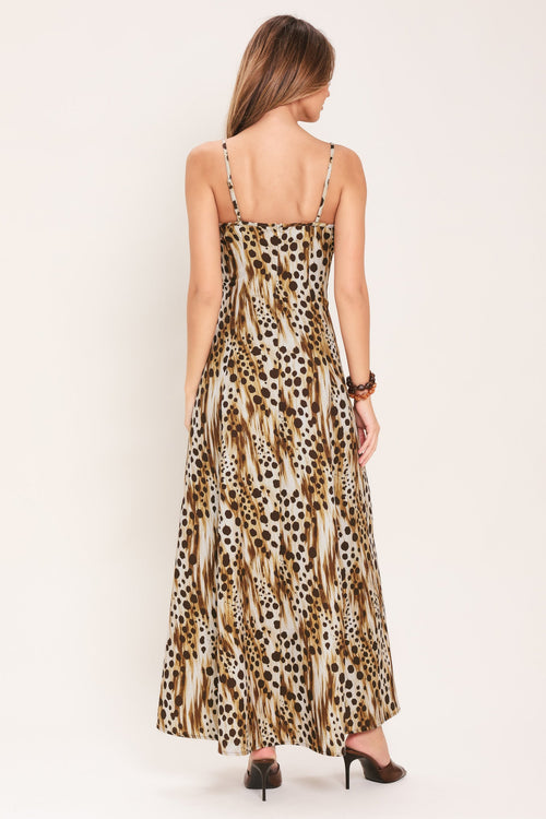 CHEETAH TRAIL WOVEN MAXI DRESS