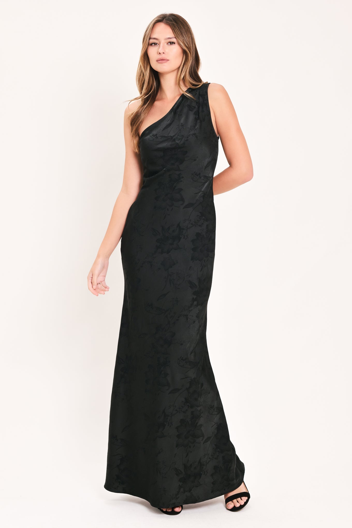 JACQUARD SATIN MAXI DRESS