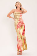 ROSÉ GARDEN WOVEN COLUMN MAXI DRESS