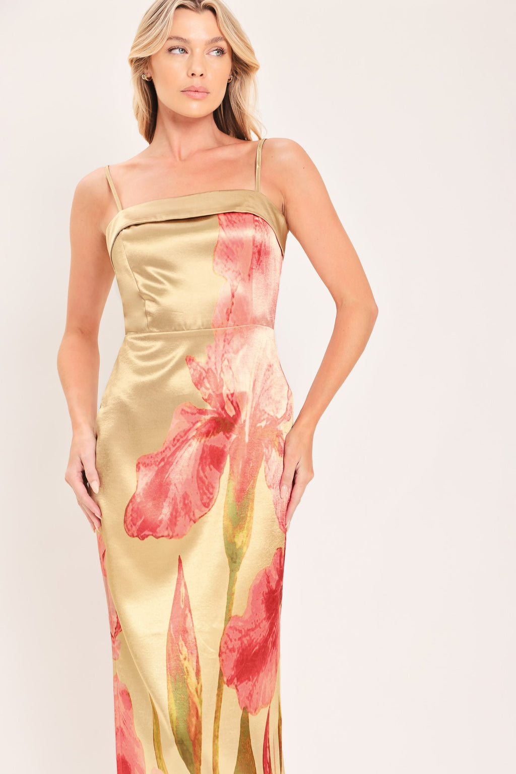 ROSÉ GARDEN WOVEN COLUMN MAXI DRESS
