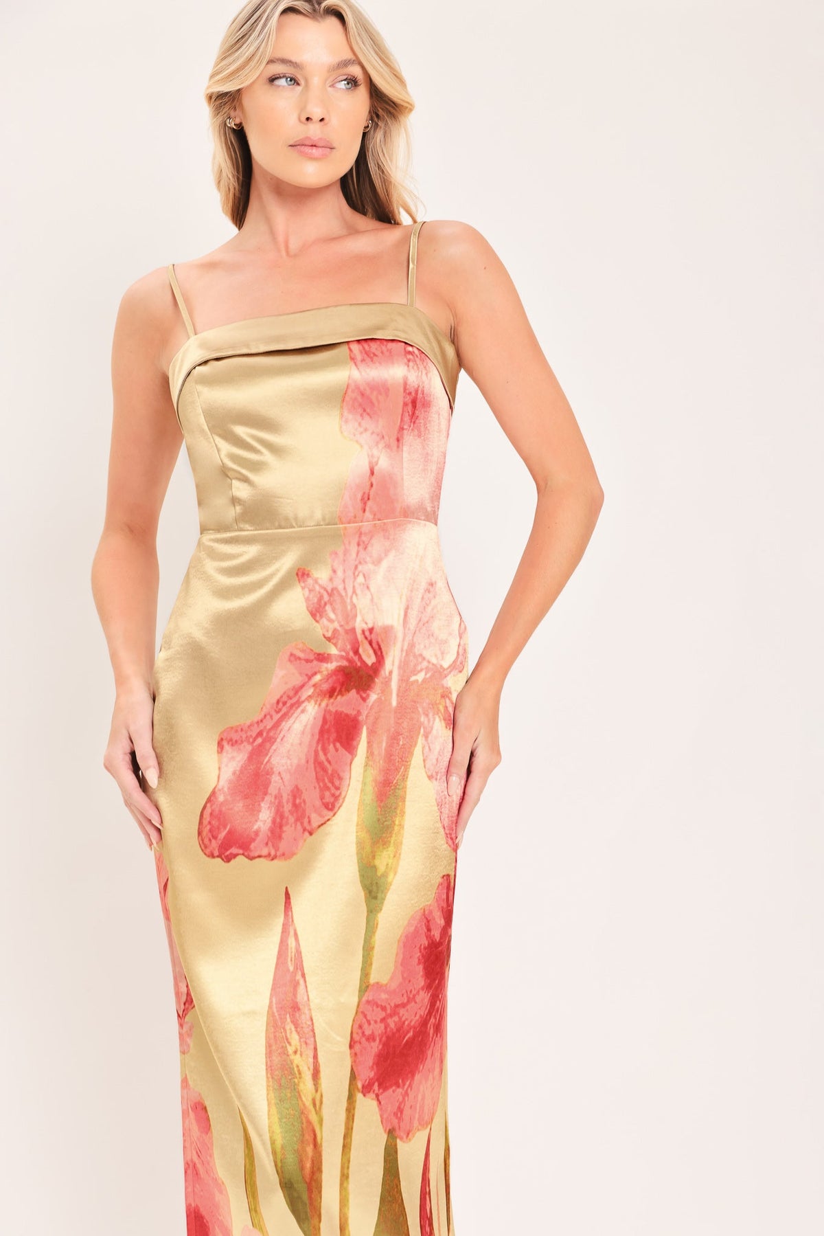ROSÉ GARDEN WOVEN COLUMN MAXI DRESS
