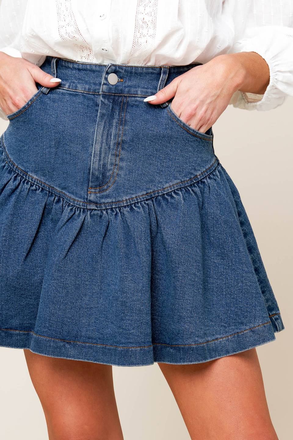 FENICIA INDIGO DENIM MINI SKIRT
