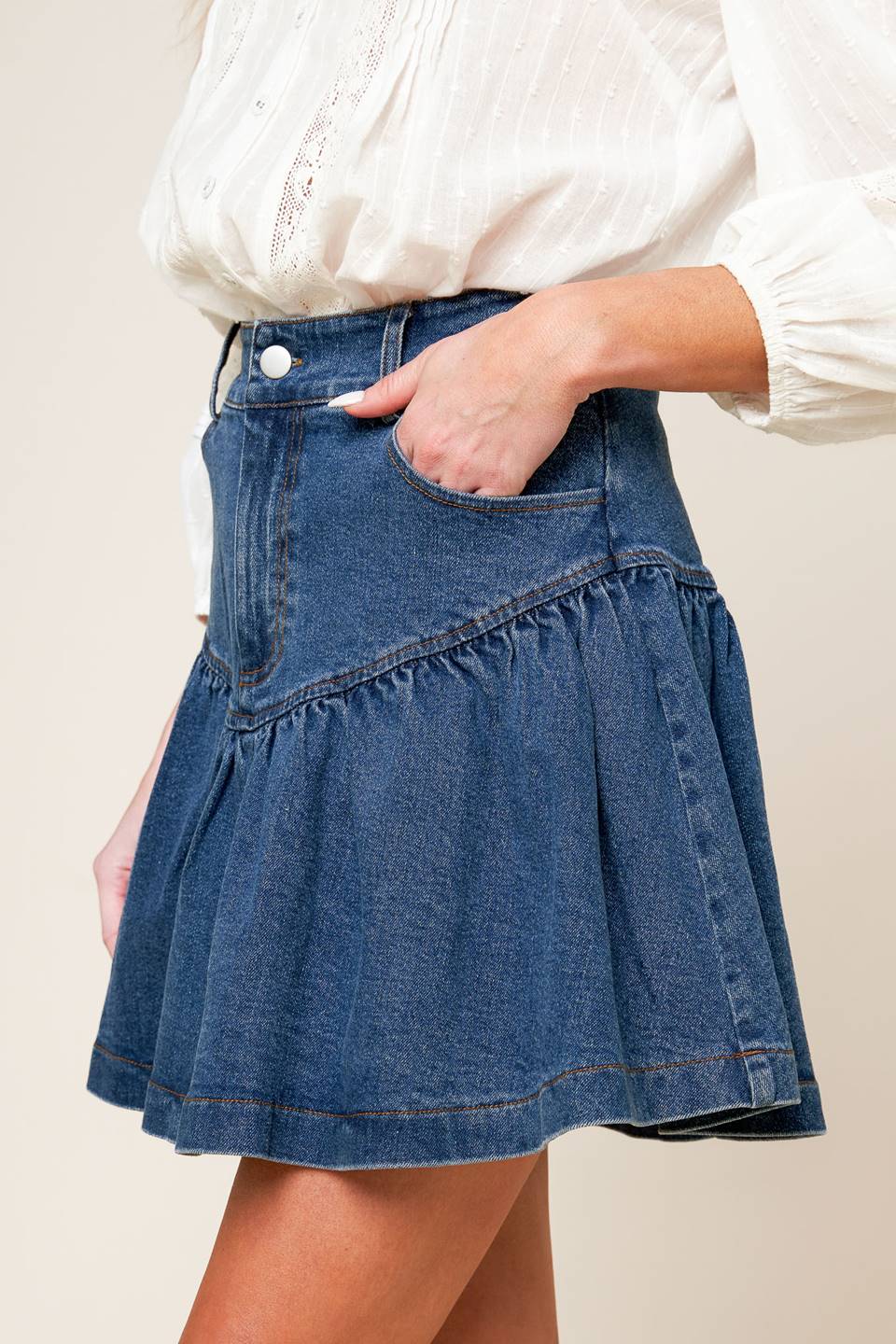 FENICIA INDIGO DENIM MINI SKIRT