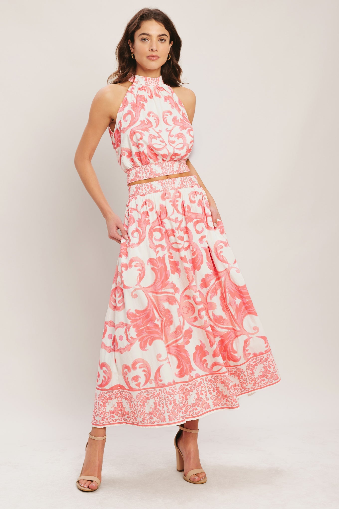 AMALFI SUNSET WOVEN MIDI FULL SKIRT