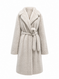 Faux Mink Effect Fur Coat in Ivory