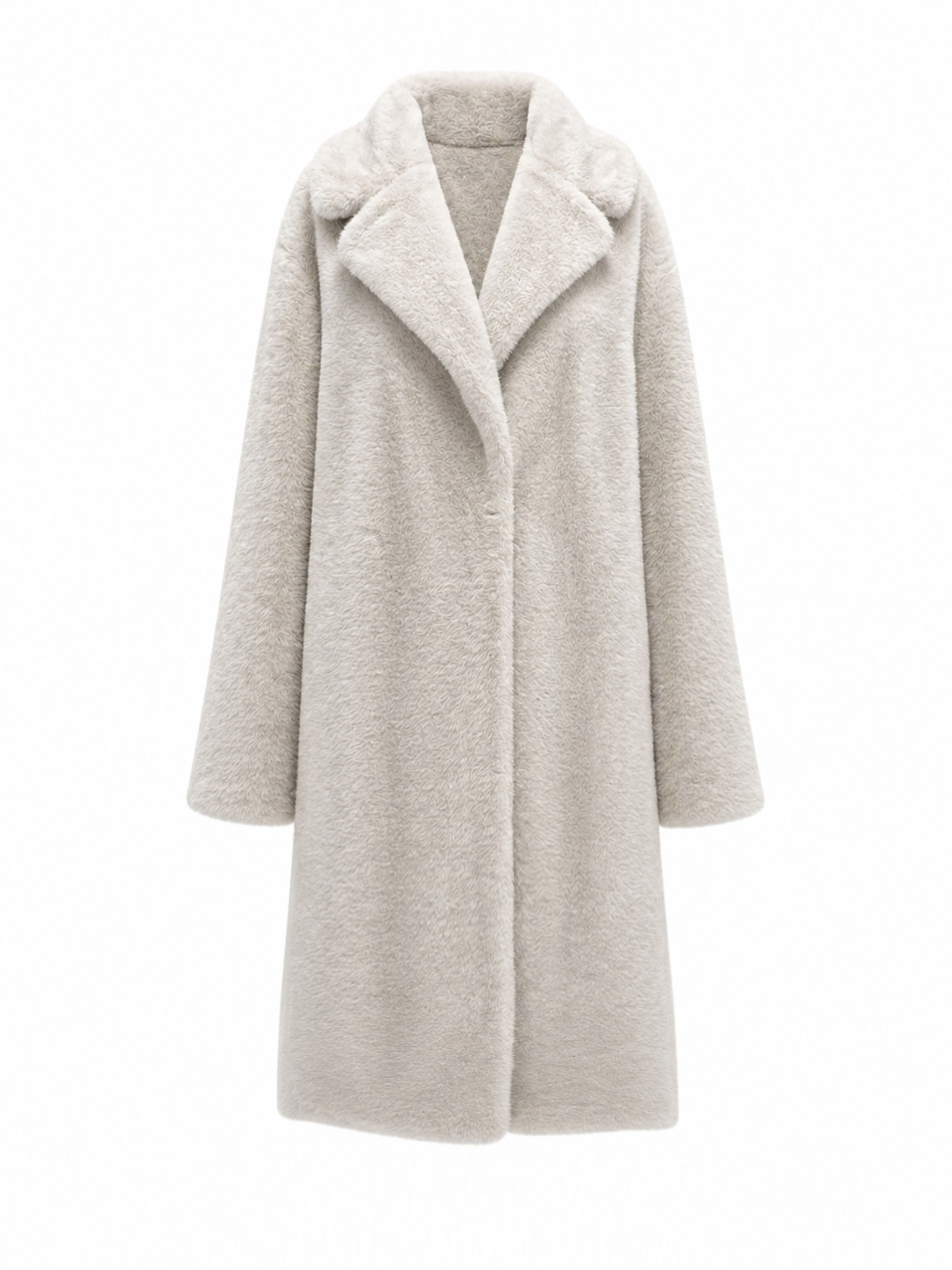 Faux Mink Effect Fur Coat in Ivory
