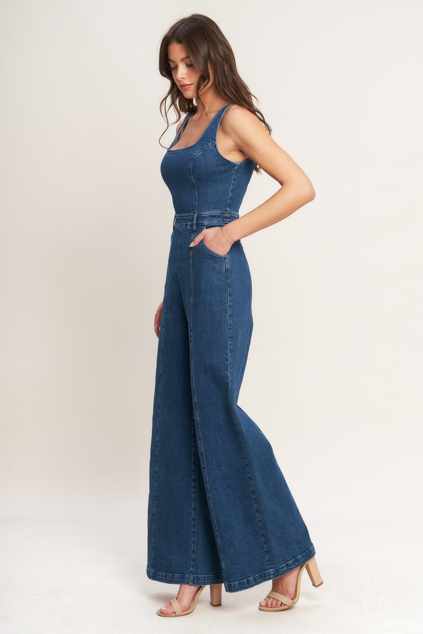 DESK TO DINNER READY DENIM JUMPSUIT