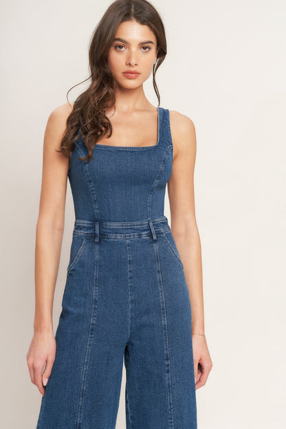 DESK TO DINNER READY DENIM JUMPSUIT