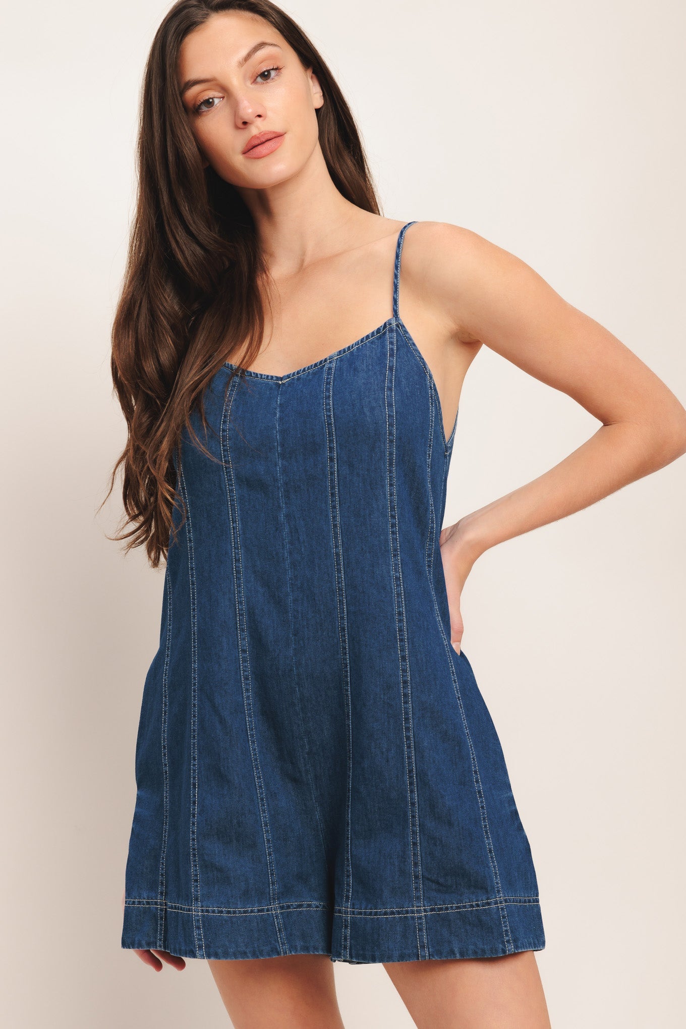 FRONTIER FLIRT LIGHTWEIGHT DENIM ROMPER