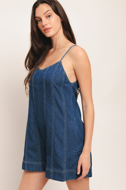 FRONTIER FLIRT LIGHTWEIGHT DENIM ROMPER