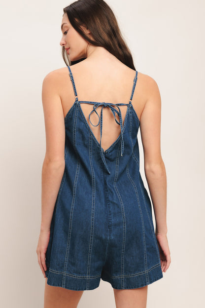 FRONTIER FLIRT LIGHTWEIGHT DENIM ROMPER