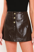 BROWN FAUX LEATHER SKORT