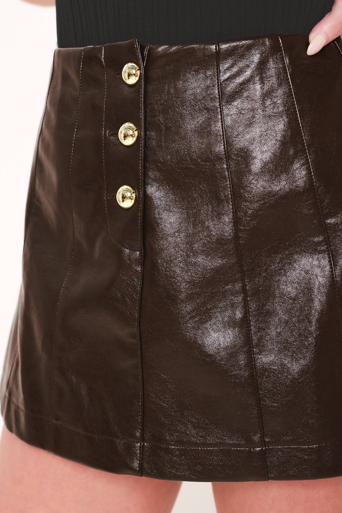 BROWN FAUX LEATHER SKORT