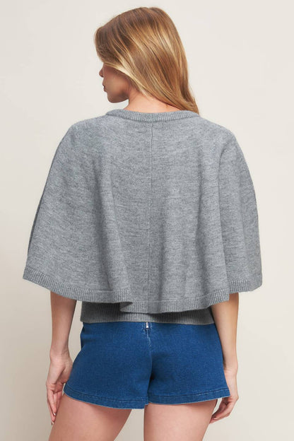 MISTY SHAWL CAPELET SWEATER