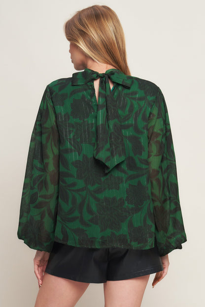 NOIR LEAF GREEN WOVEN TOP