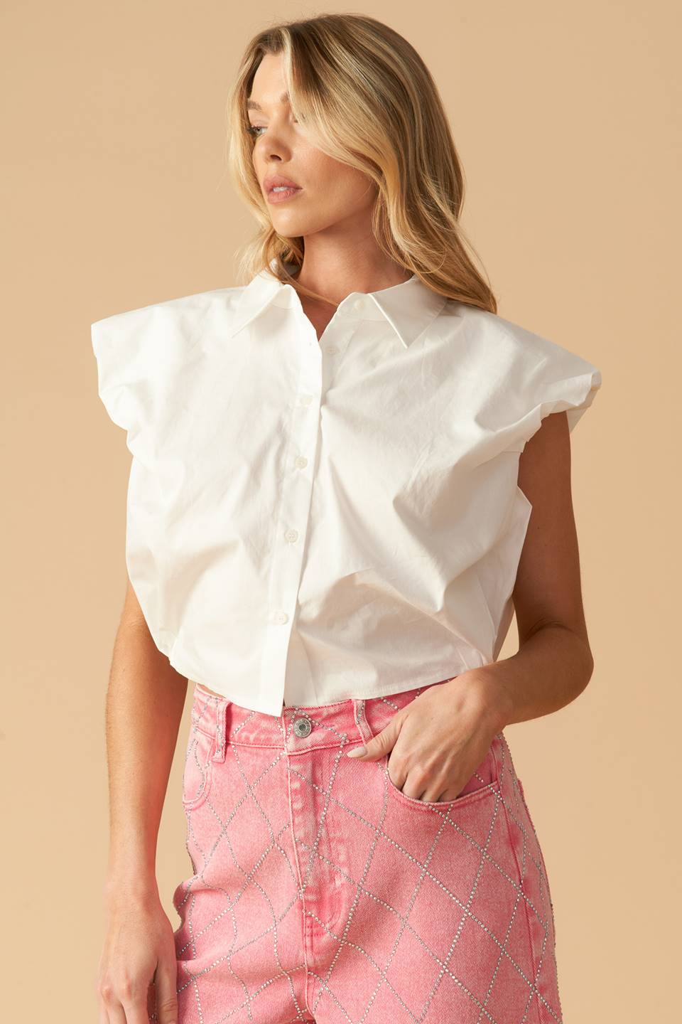 CREATING MEMORIES WOVEN CROP TOP