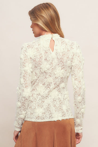 ROMANTIC SHEER FLORAL SWEATER TOP