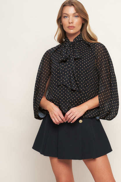 MIDNIGHT DOT CHIC WOVEN TOP