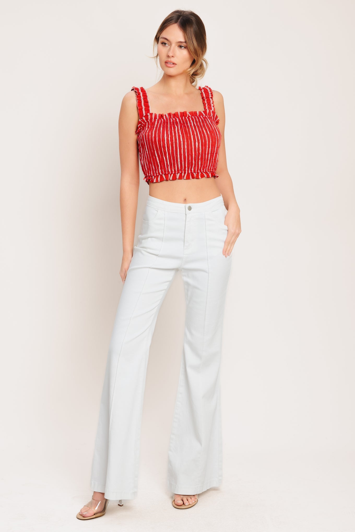SUNSET STRIPE WOVEN TOP