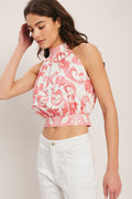 AMALFI SUNSET HALTER WOVEN TOP