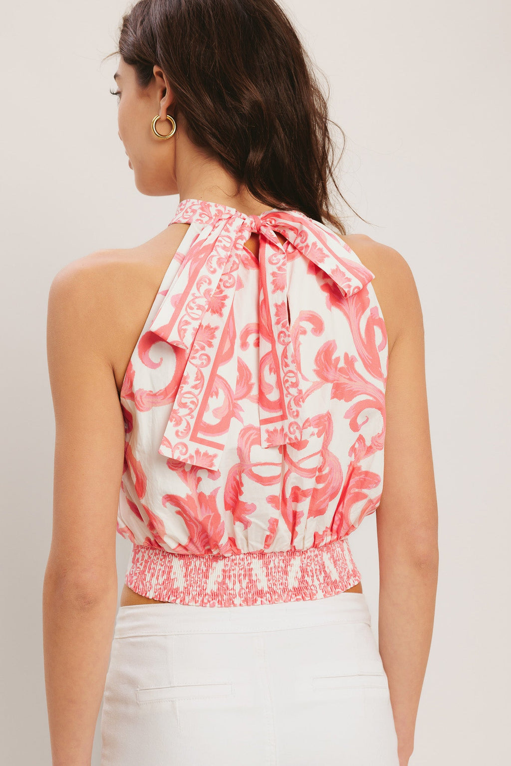 AMALFI SUNSET HALTER WOVEN TOP