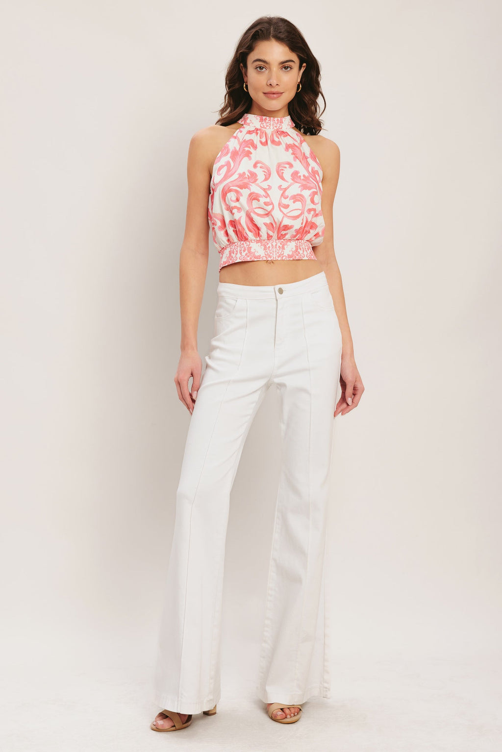 AMALFI SUNSET HALTER WOVEN TOP