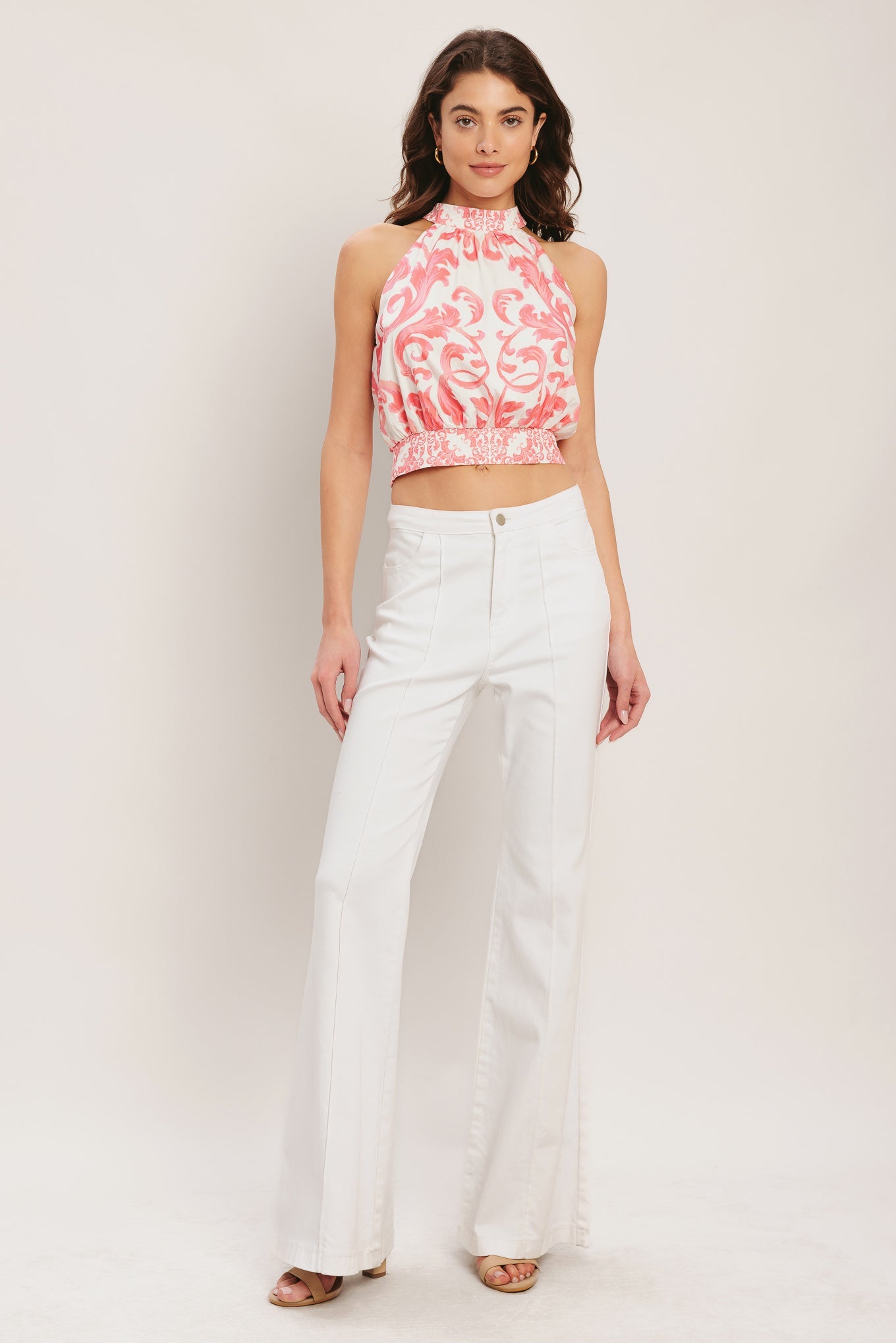 AMALFI SUNSET HALTER WOVEN TOP