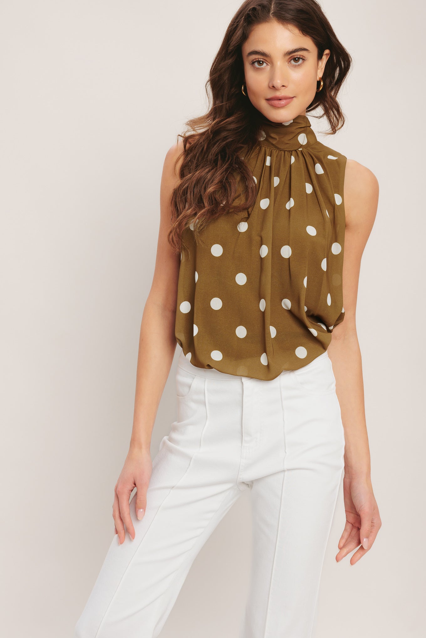 RETRO POP DOT WOVEN TOP