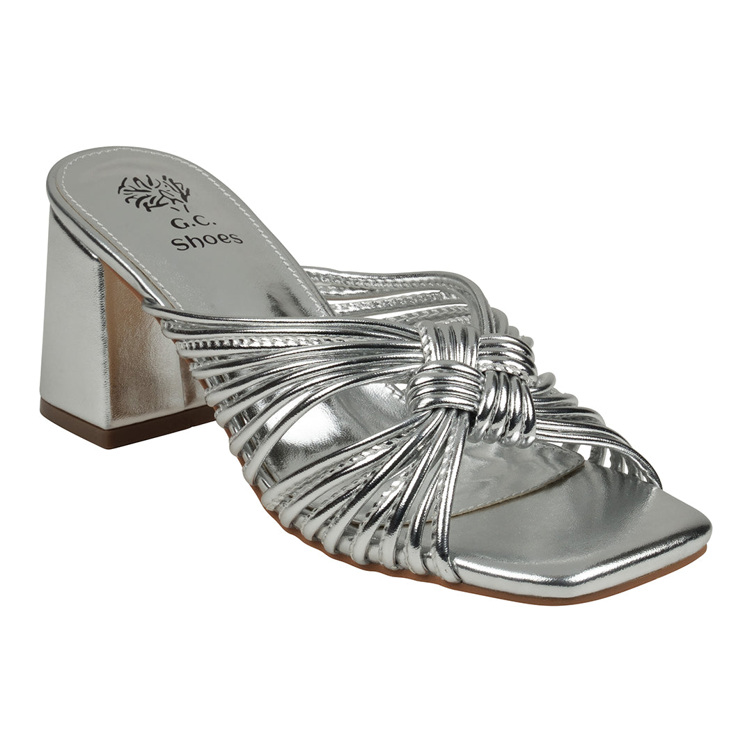Silver Strappy Heeled Sandals
