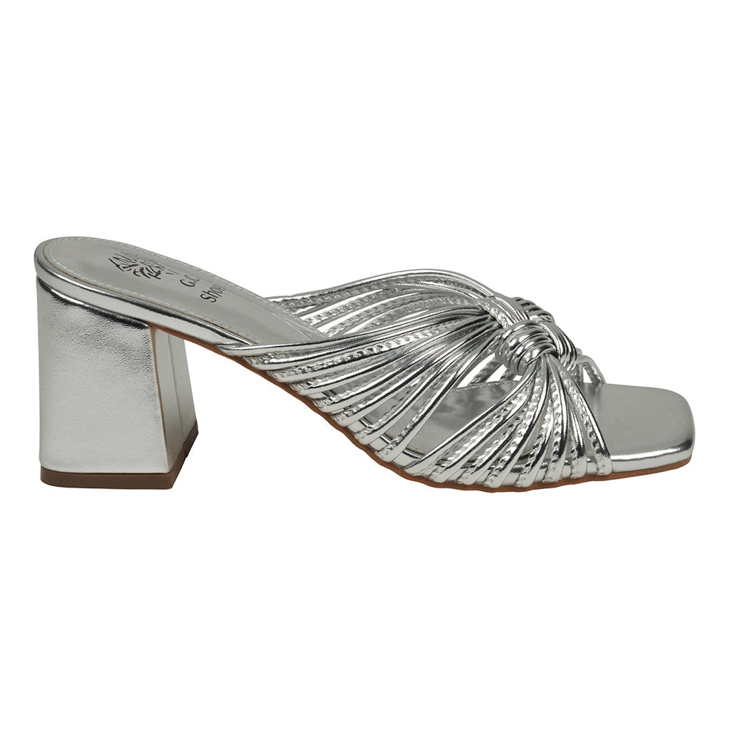 Silver Strappy Heeled Sandals