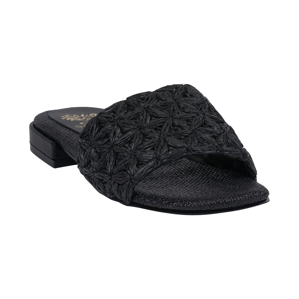 Women's Kendra Black Woven Flat Sandals