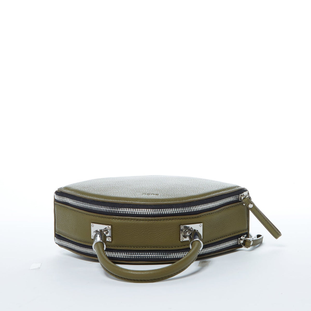 The Kiss Circle Shape Leather Crossbody Bag Olive Green