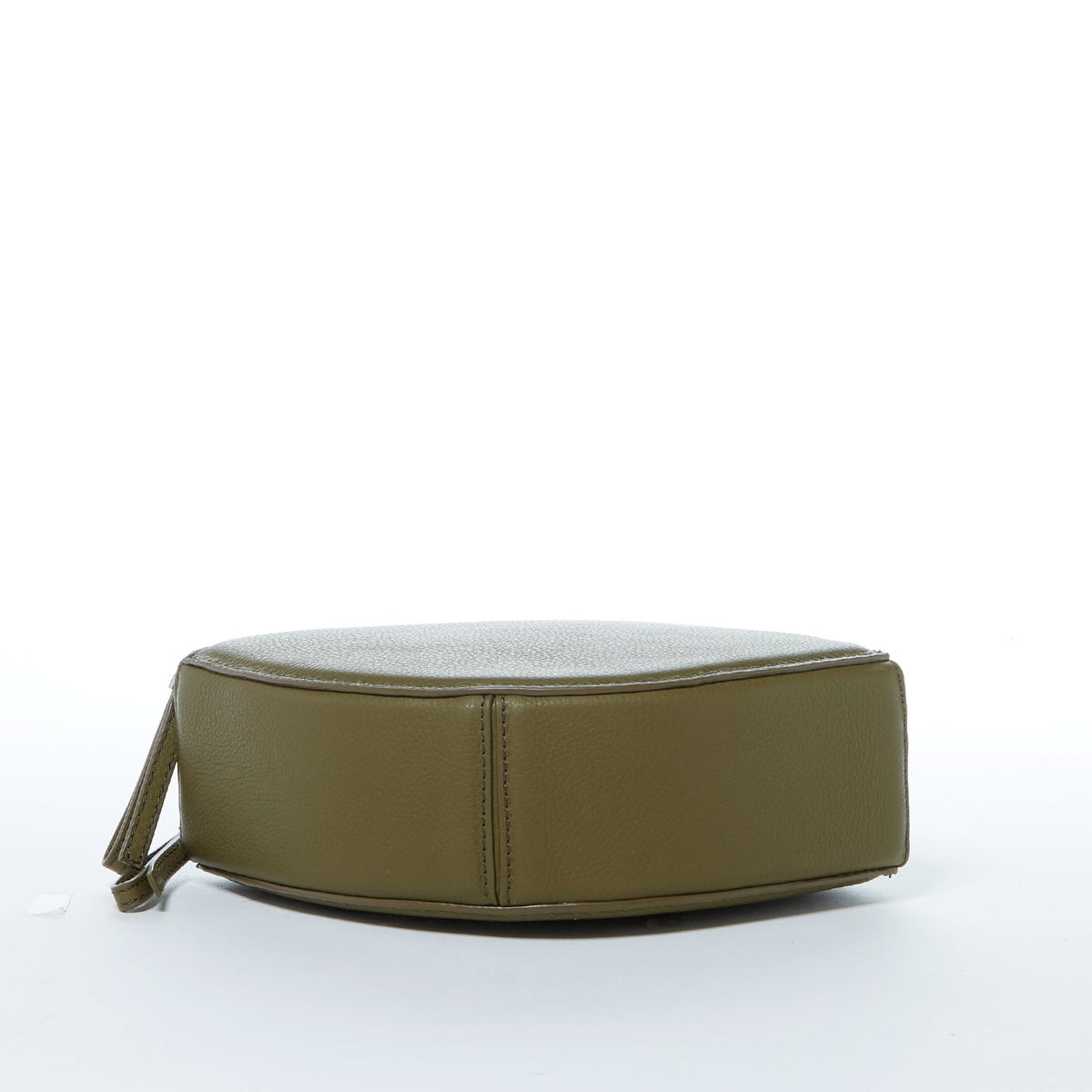 The Kiss Circle Shape Leather Crossbody Bag Olive Green
