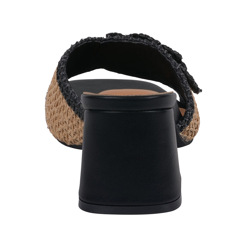 WOMEN'S LIZA BLACK WOVEN HEELED SANDALS