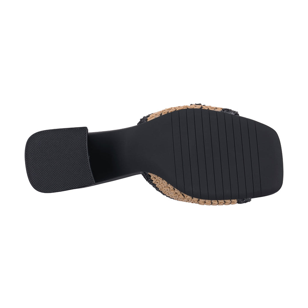 WOMEN'S LIZA BLACK WOVEN HEELED SANDALS