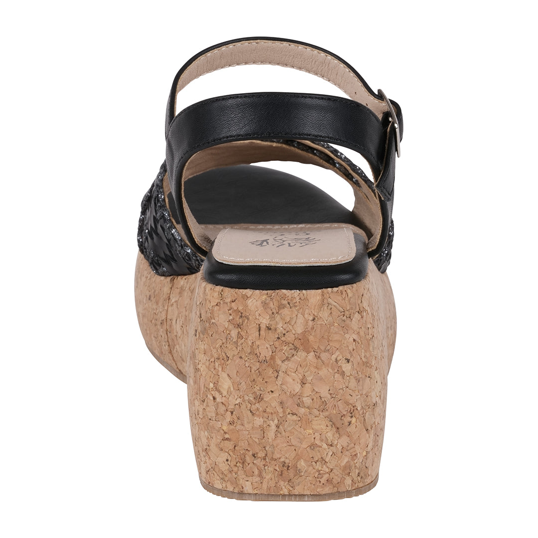 Black Cross Strap Slingback Platform Sandals