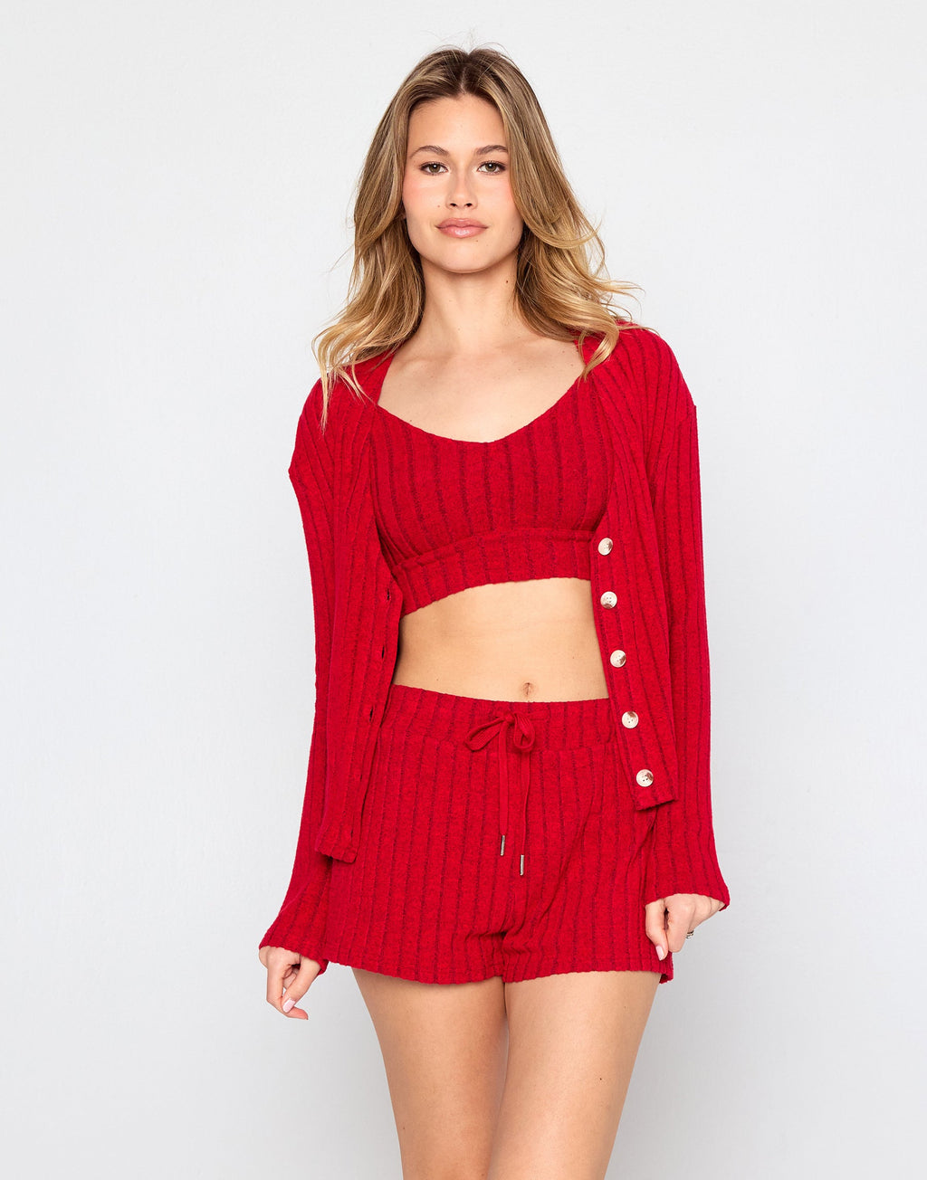 MAI LONG SLEEVE CARDIGAN - CHERRY RED