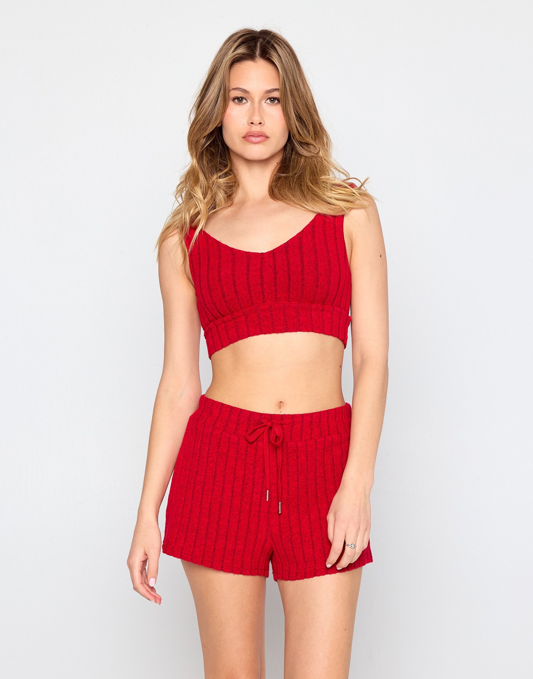 MAI V NECK BRA - CHERRY RED