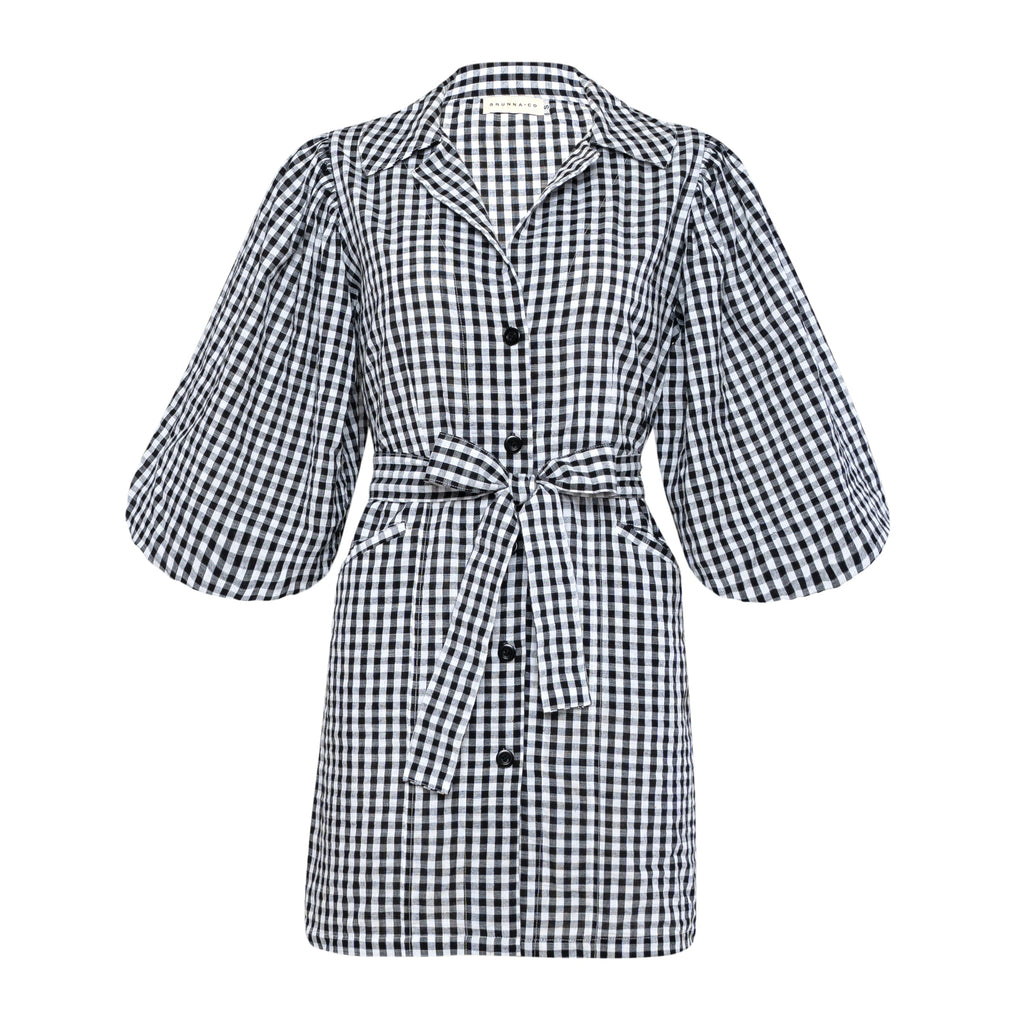 THE MEGHAN MINI GINGHAM DRESS IN BLACK