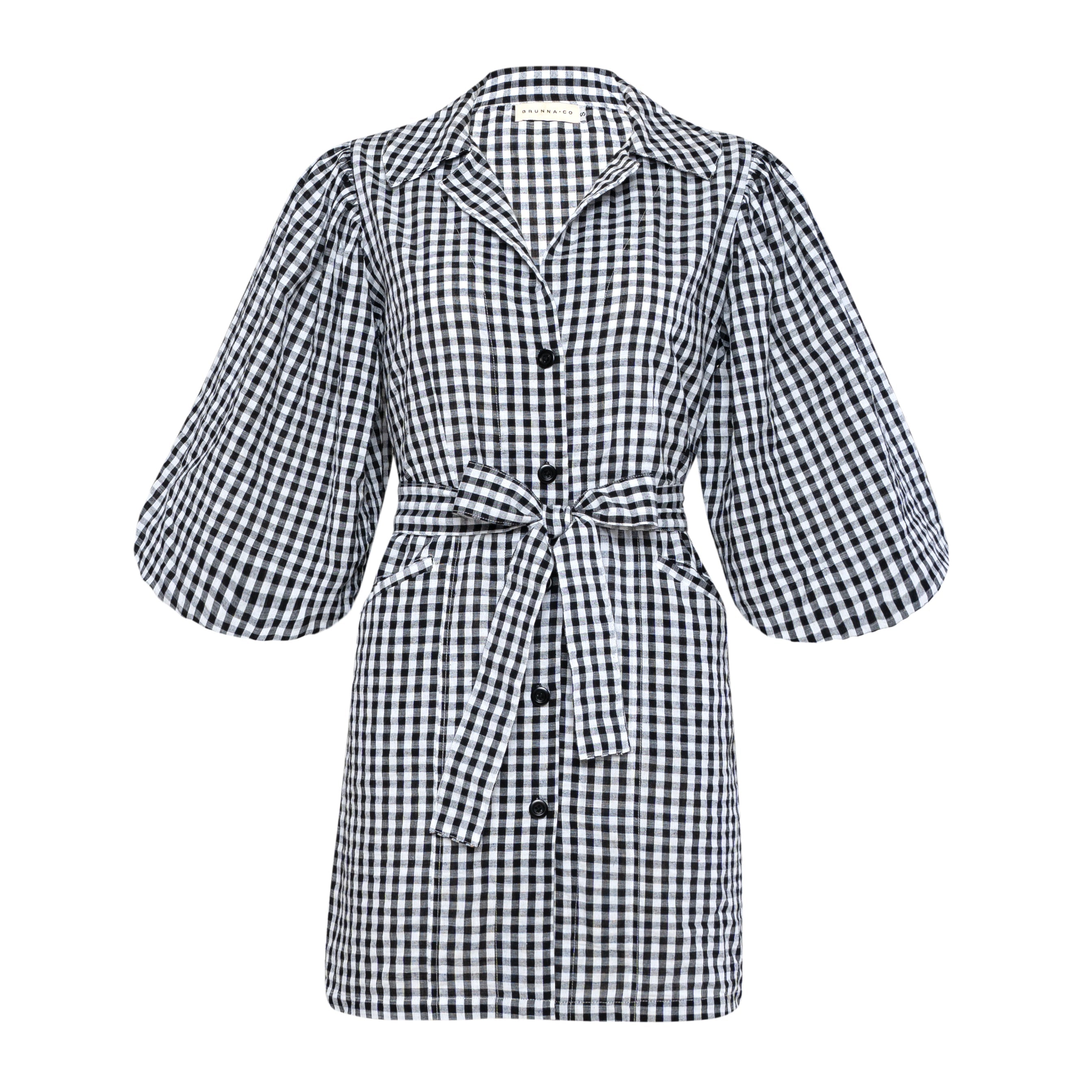 THE MEGHAN MINI GINGHAM DRESS IN BLACK