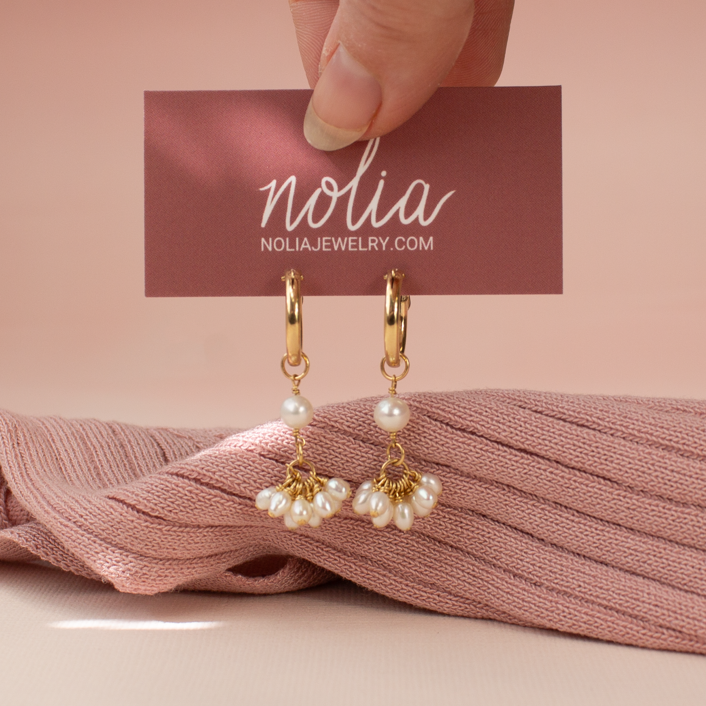 Pearl Blossom Hoop Earrings