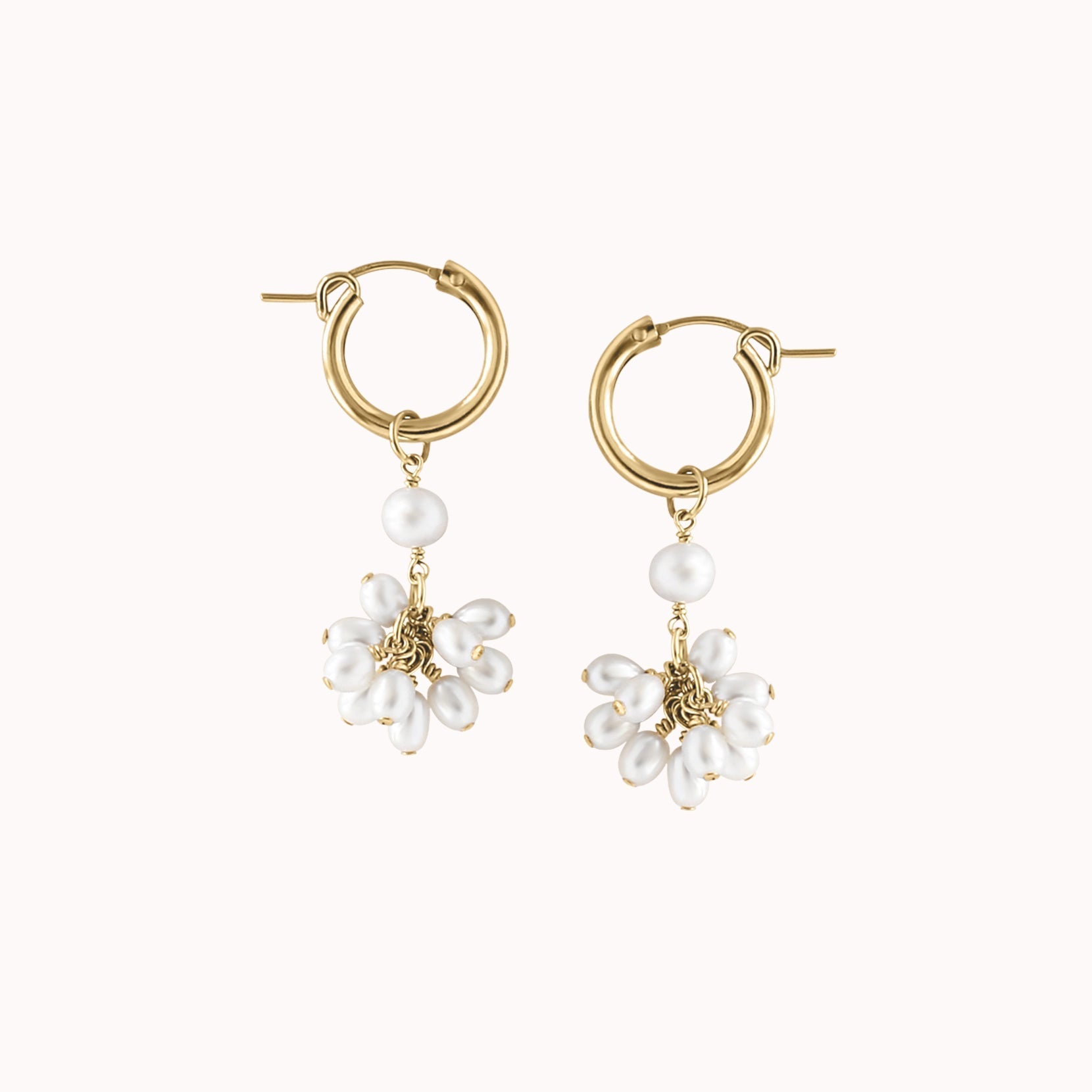 PEARL BLOSSOM HOOP EARRINGS
