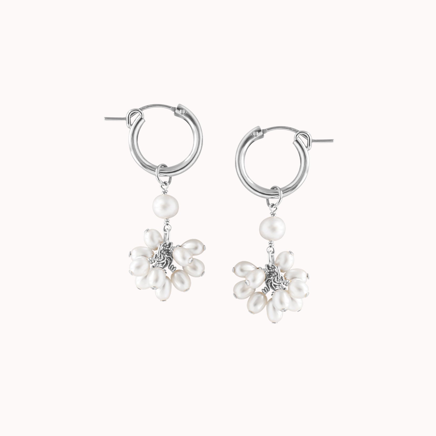 PEARL BLOSSOM HOOP EARRINGS